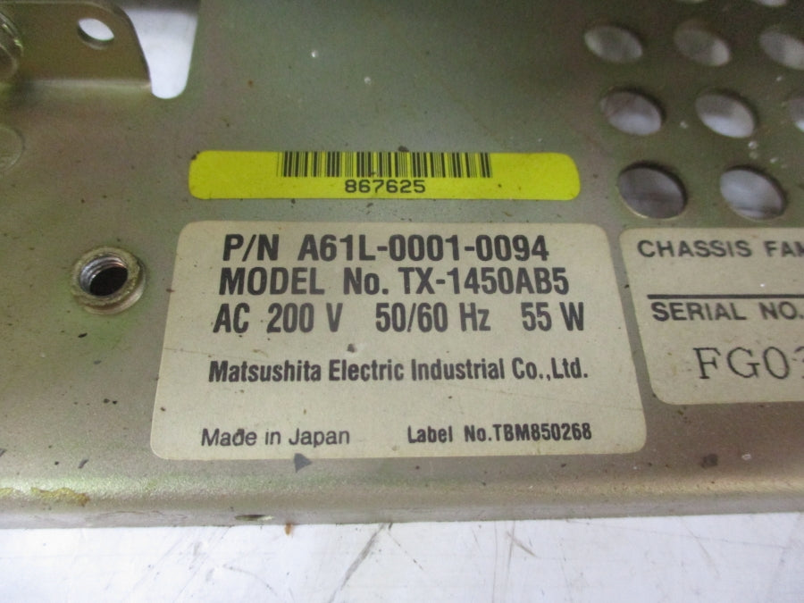 MATSUSHITA ELECTRIC A61L-0001-0094 TX-1450AB5 200VAC UNMP