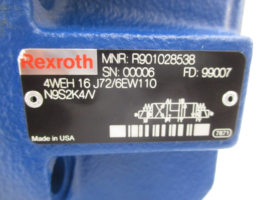 REXROTH R901028538 4WEH16J72/6EW110N9S2K4/V (AS PICTURED) NSNP