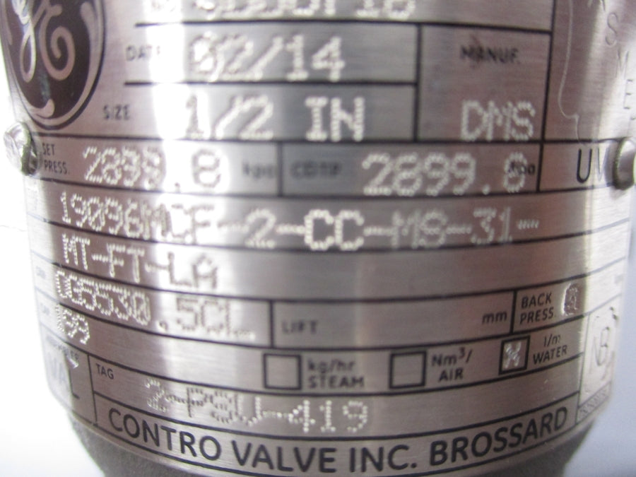 GENERAL ELECTRIC 19096MCF-2-CC-MS-31-MT-FT-LA 1/2" NSNP
