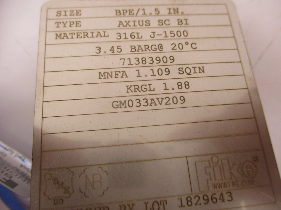 FIKE AXIUSSCBI BPE/1.5IN NSMP