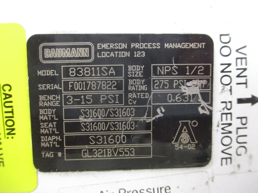 BAUMANN 83811SA 5-15PSI 1/2" UNMP