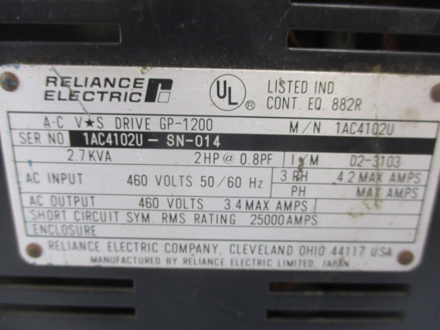 RELIANCE ELECTRIC 1AC4102U 460V 4.2A UNMP
