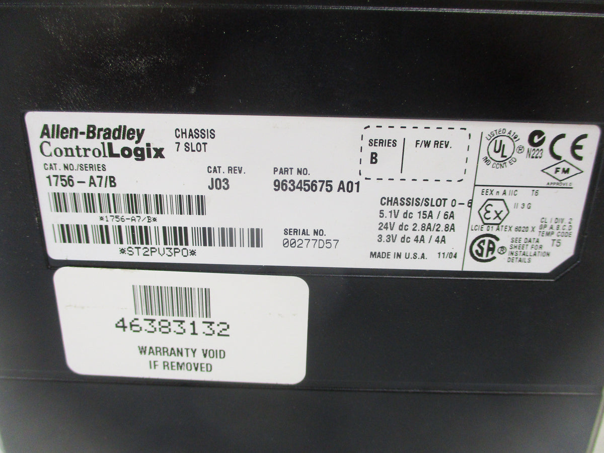 INDUSTRIAL SPARE PART 1756-A7 SER. B REV. J03 5.1VDC 15A/6A NSNP