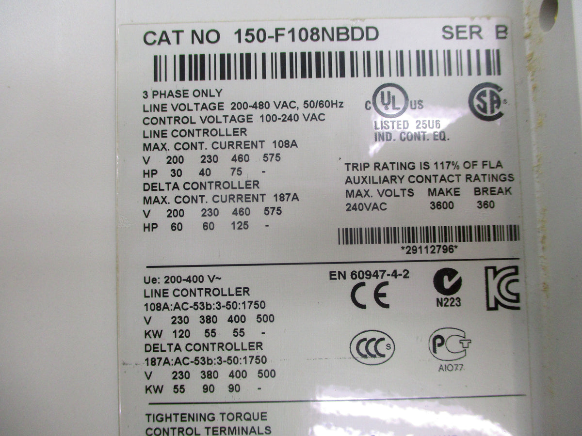 INDUSTRIAL SPARE PART 150-F108NBDD SER. B 200-480VAC 108A (AS PICTURED) NSNP