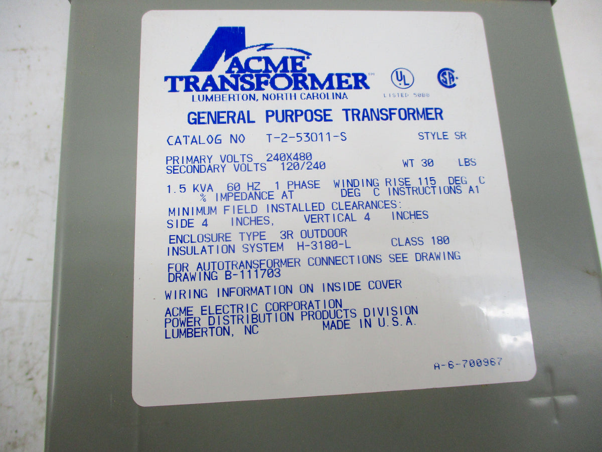 ACME T-2-53011-S 200/480V NSMP