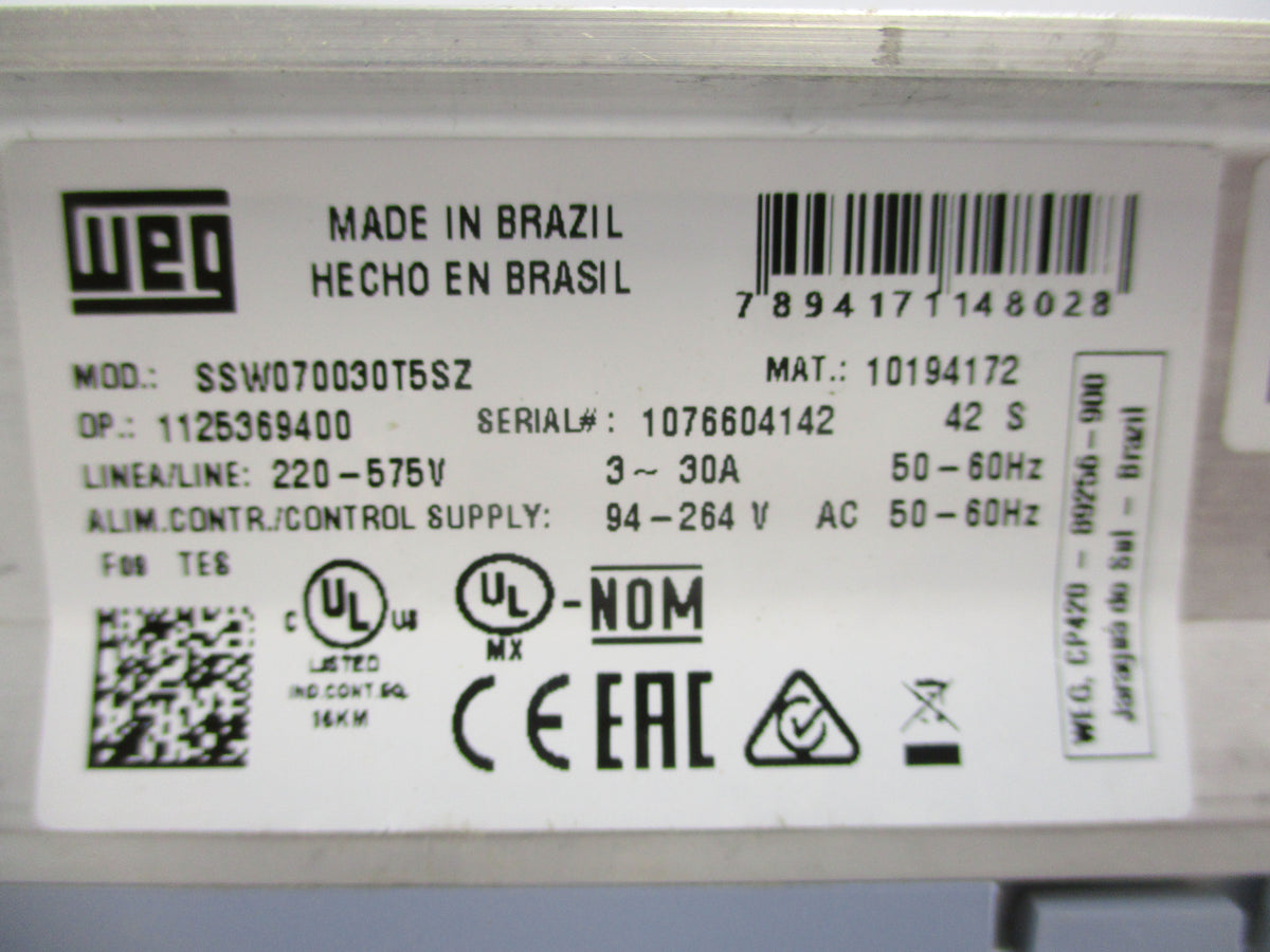WEG SSW070030T5SZ 220-575V 3-30A NSMP