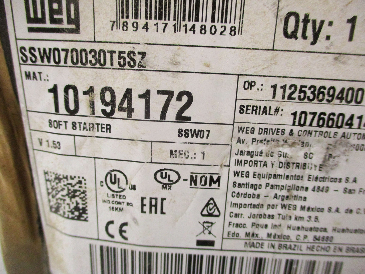 WEG SSW070030T5SZ 220-575V 3-30A NSMP