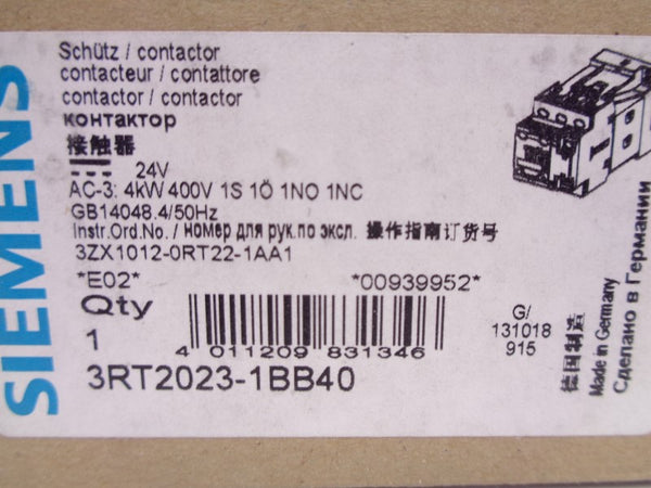 SIEMENS 3RT2023-1BB40 24V 9A NSMP