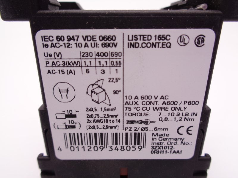 SIEMENS 3RH1122-1AK60 110/120V 10A NSMP