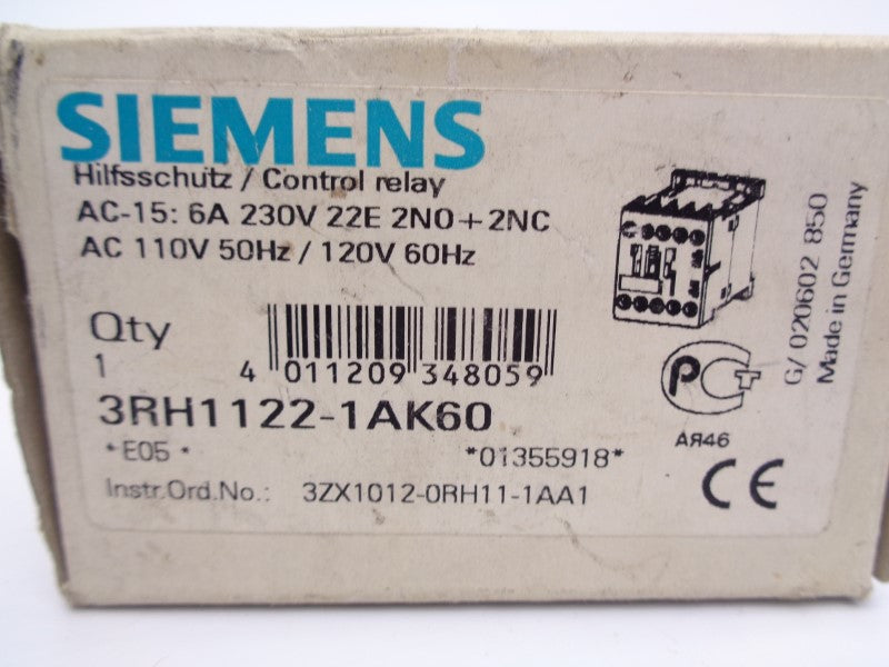 SIEMENS 3RH1122-1AK60 110/120V 10A NSMP