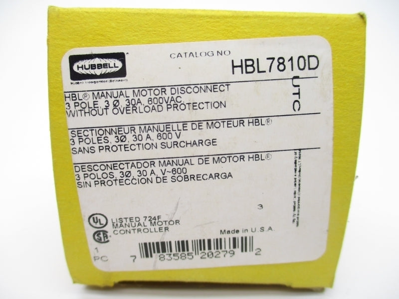 HUBBELL HBL7810D 600VAC 30A NSMP