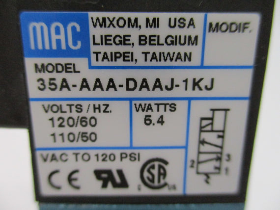 MAC 35A-AAA-DAAJ-1KJ 120/60 110/50 120PSI NSMP