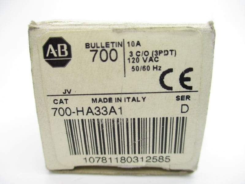 ALLEN BRADLEY 700-HA33A1 SER. D 120VAC 10A (WH) NSMP