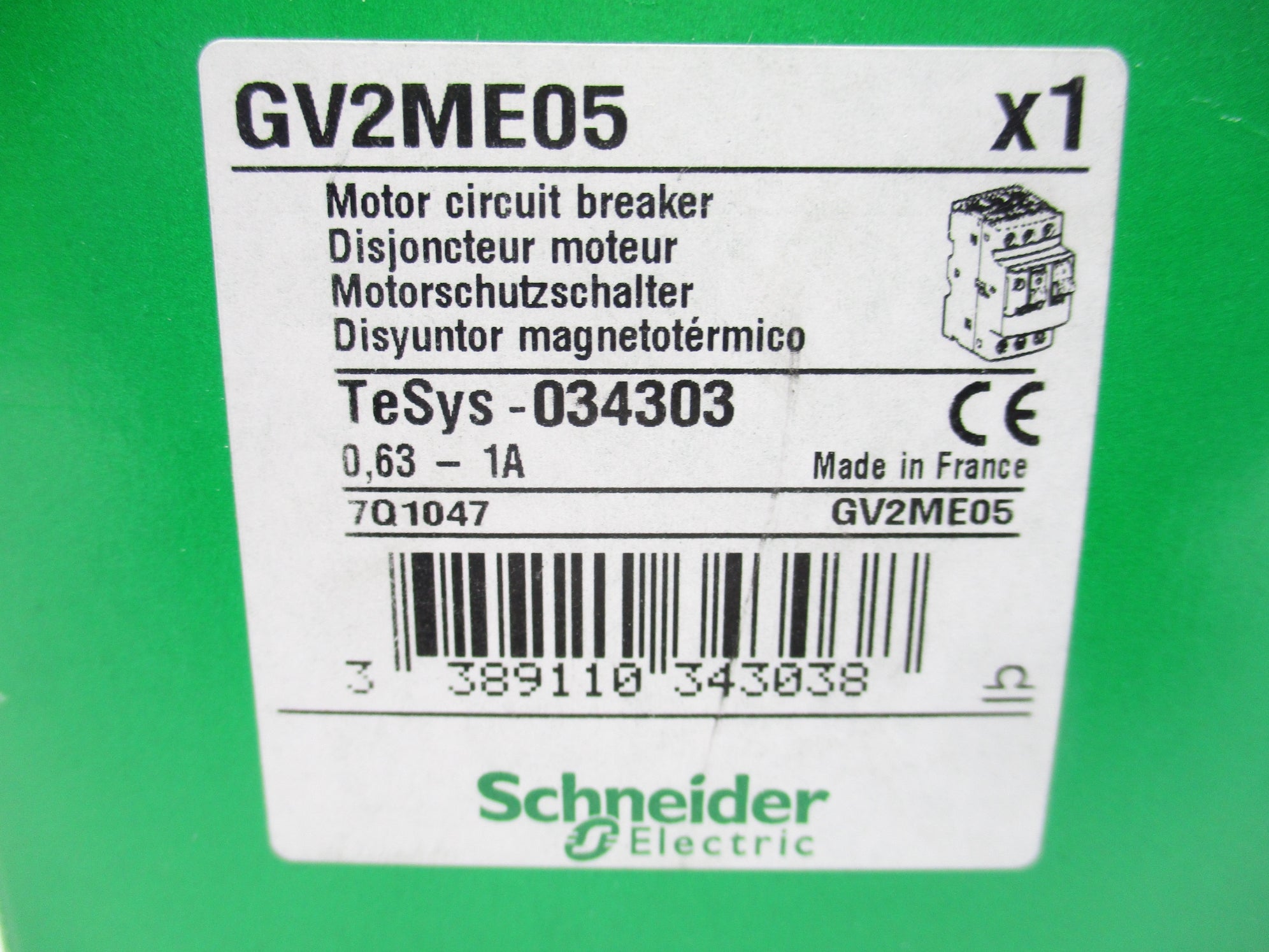 SCHNEIDER ELECTRIC GV2ME05 .63-1A NSMP
