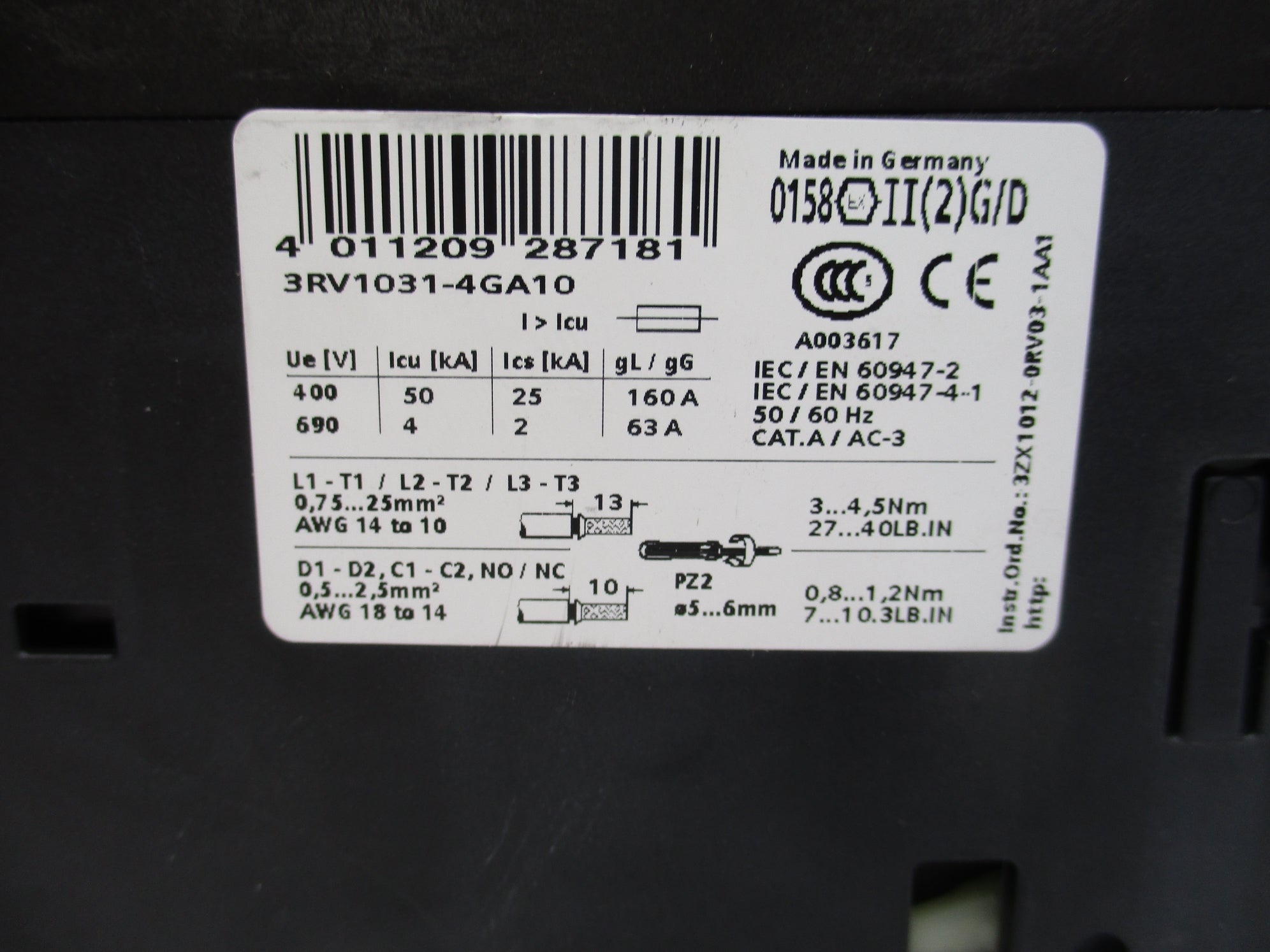 SIEMENS 3RV1031-4GA10 36-45A NSNP