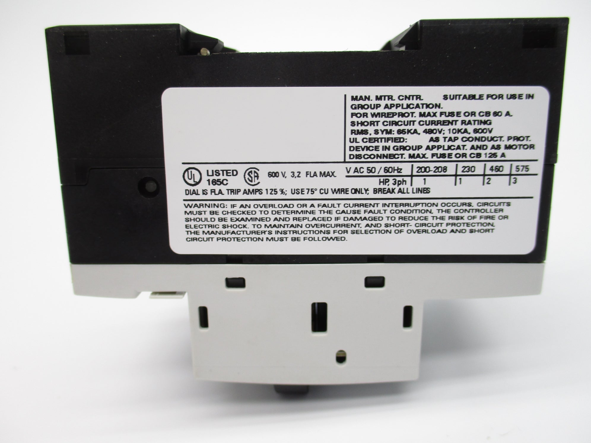SIEMENS 3RV1011-1DA10 600V 2.2-3.2A NSNP