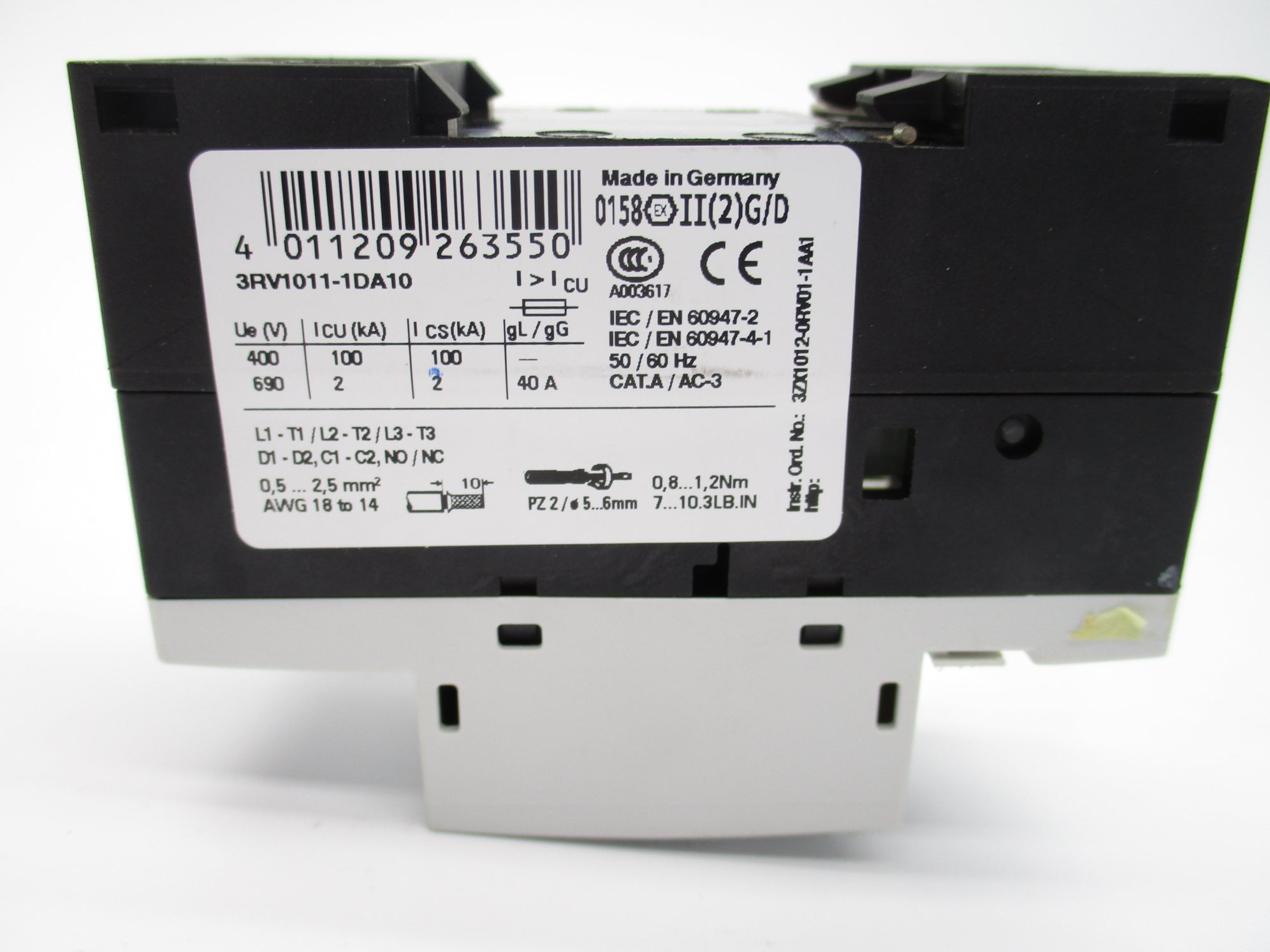 SIEMENS 3RV1011-1DA10 600V 2.2-3.2A NSNP