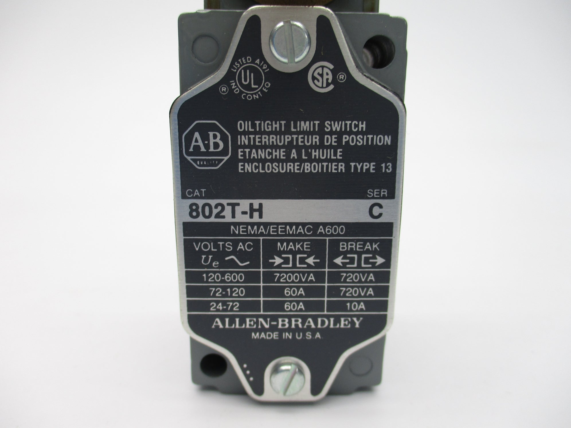 ALLEN BRADLEY 802T-H SER. C 600VAC 60A NSNP