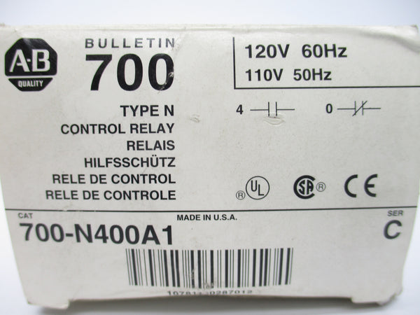 ALLEN BRADLEY 700-N400A1 SER. C 110/120V 60A (WH) NSMP