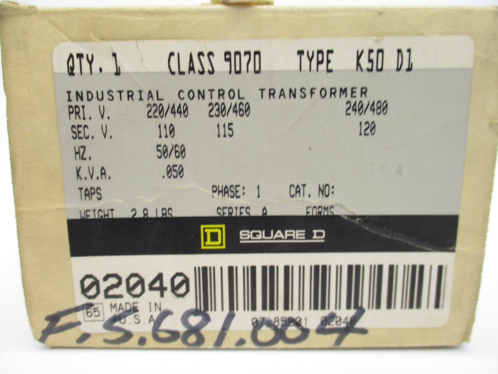 SQUARE D 9070K50D1 SER. A 240/480V NSMP