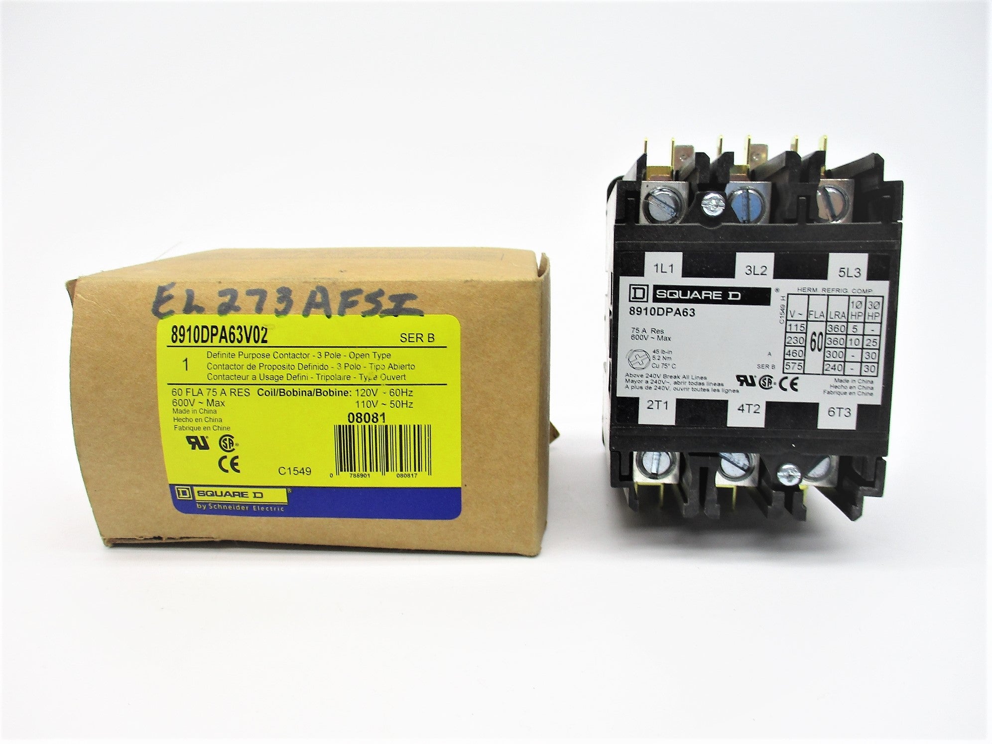 SQUARE D 8910DPA63V02 SER. B 110/120V 75A  NSMP