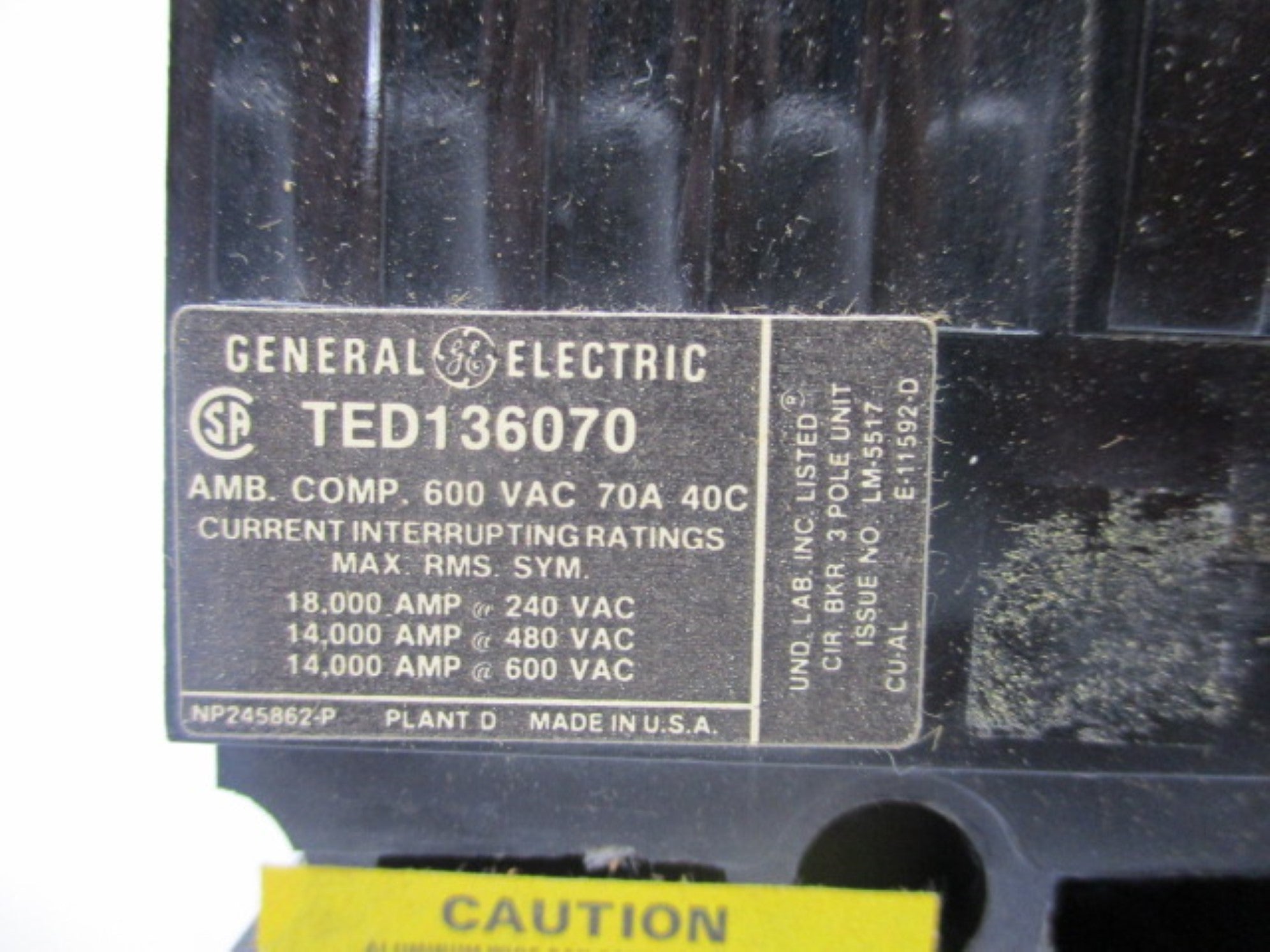 GENERAL ELECTRIC TED136070 70A 600V NSNP