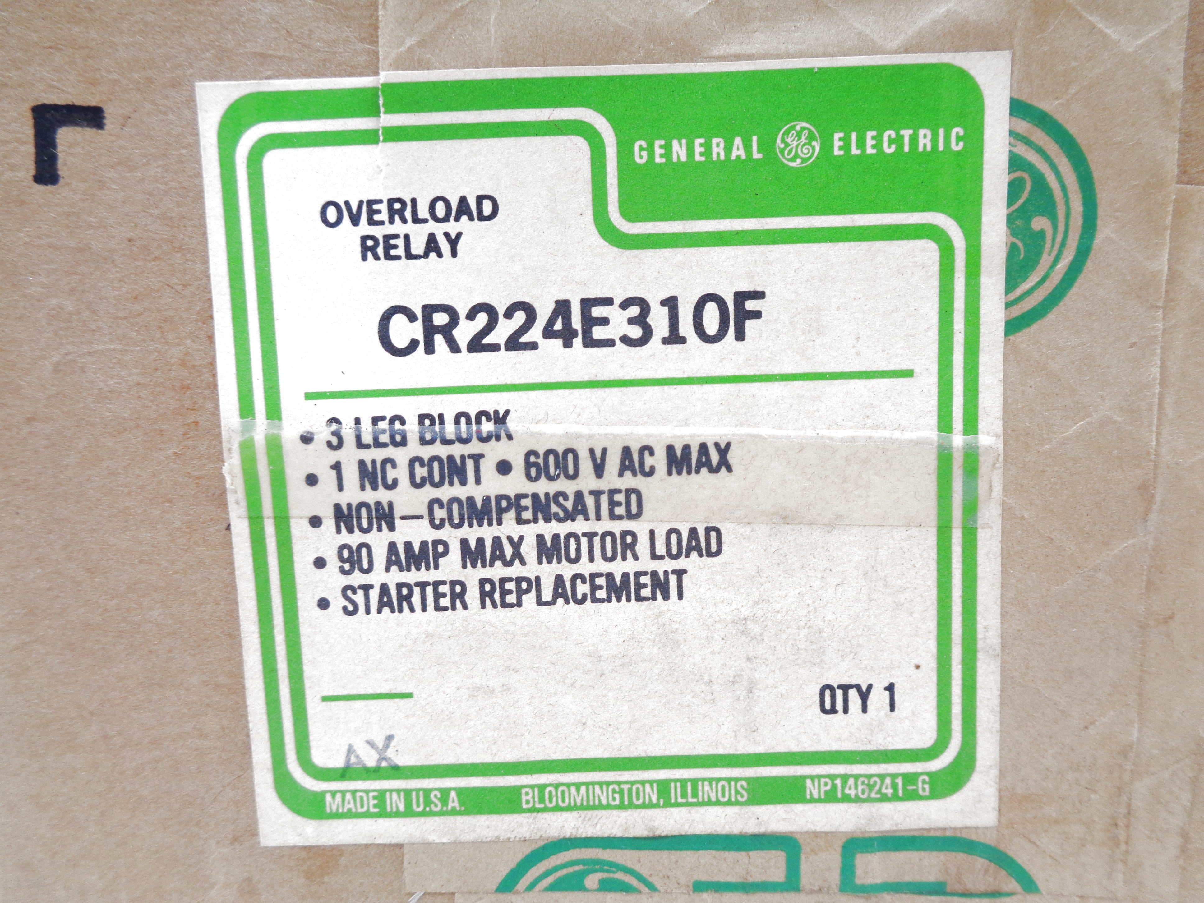 GENERAL ELECTRIC CR224E310F 90A 600V NSMP
