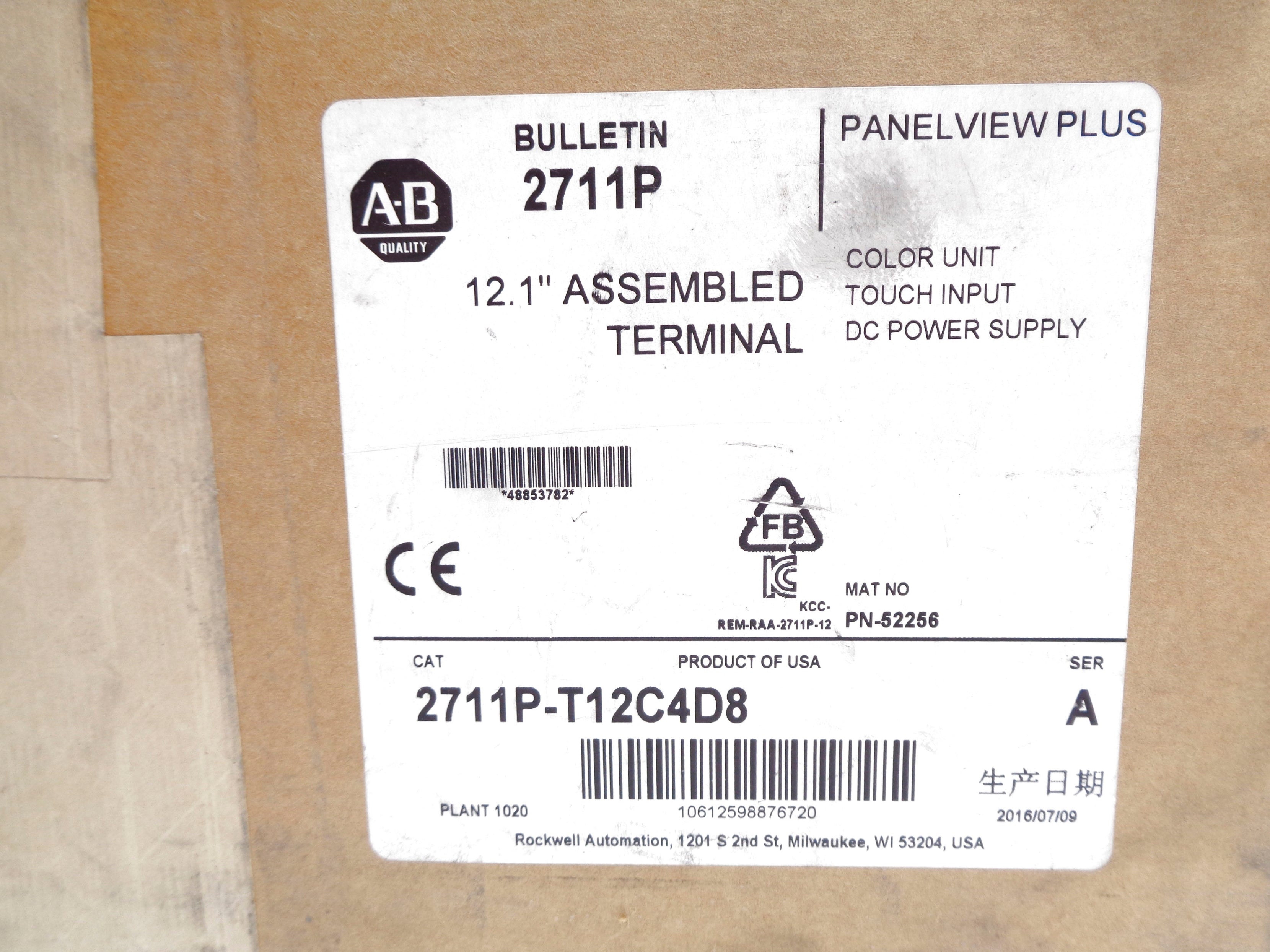 ALLEN BRADLEY 2711P-T12C4D8 SER. A 24VDC NSMP