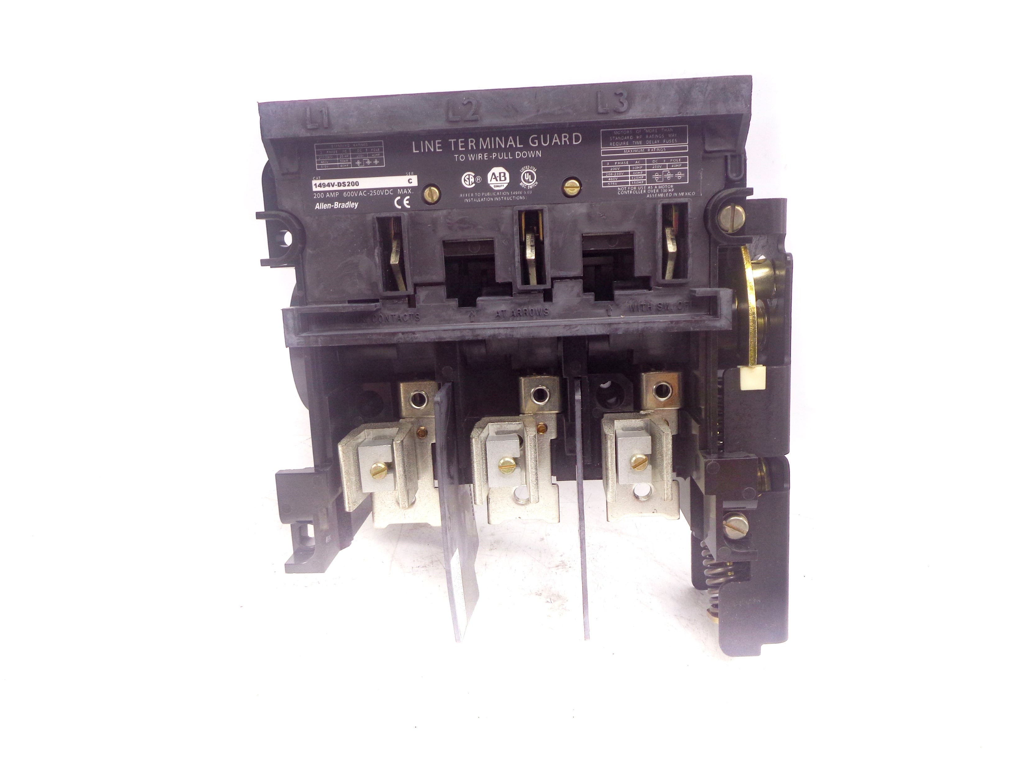 ALLEN BRADLEY 1494V-DS200 SER. C 600VAC 200A NSNP
