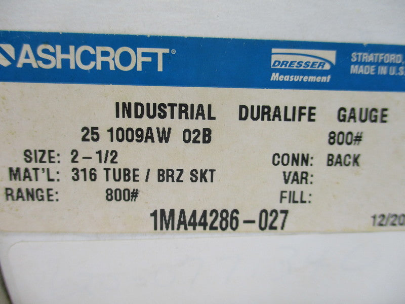 ASHCROFT 25-1009-AW-02B-800# NSMP
