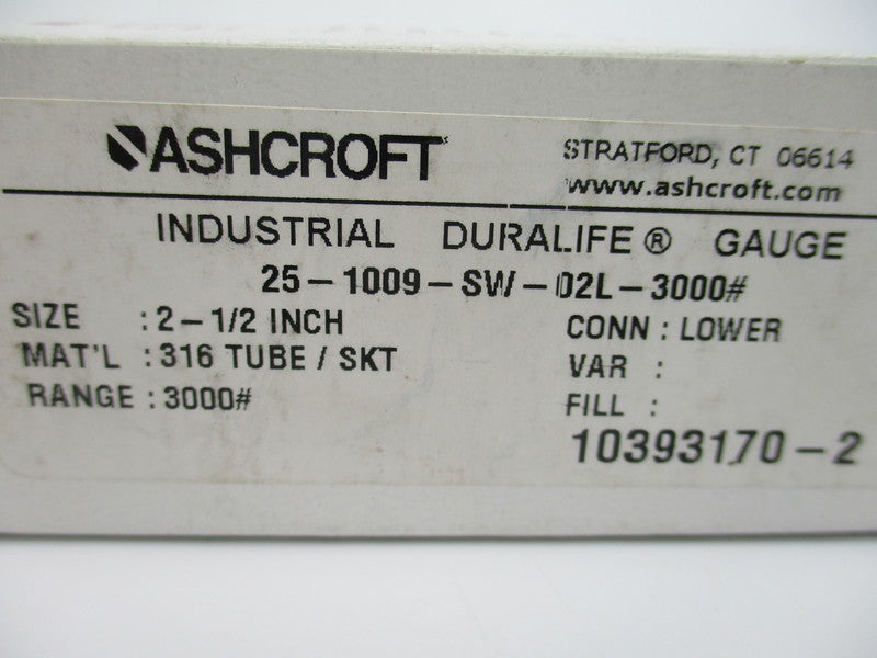 ASHCROFT 25-1109-SW-02L-3000# NSMP