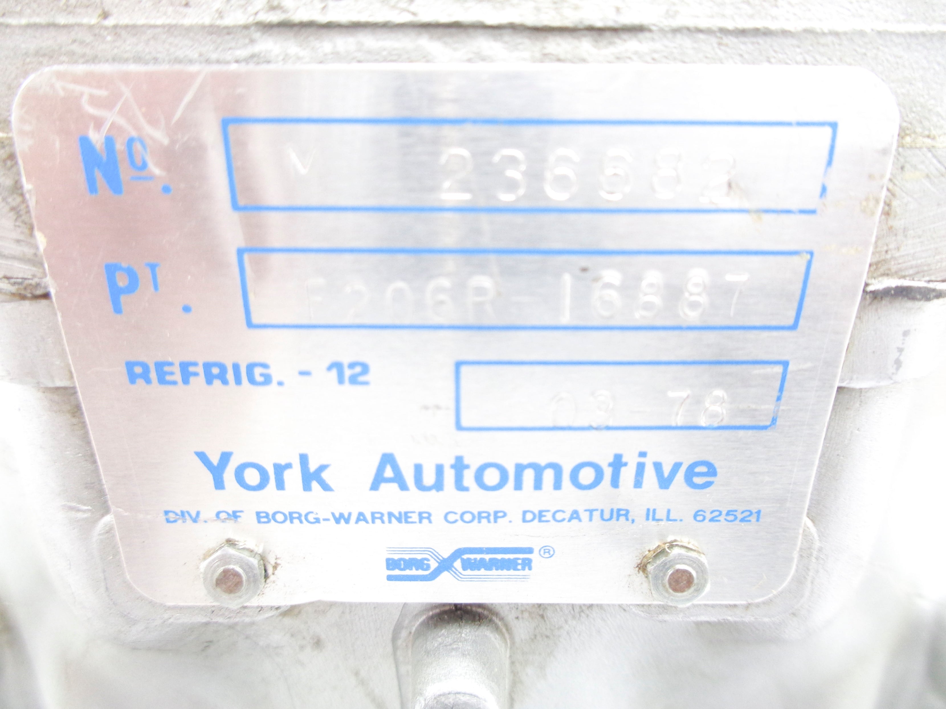 YORK AUTOMOTIVE F206R-I6887 UNMP
