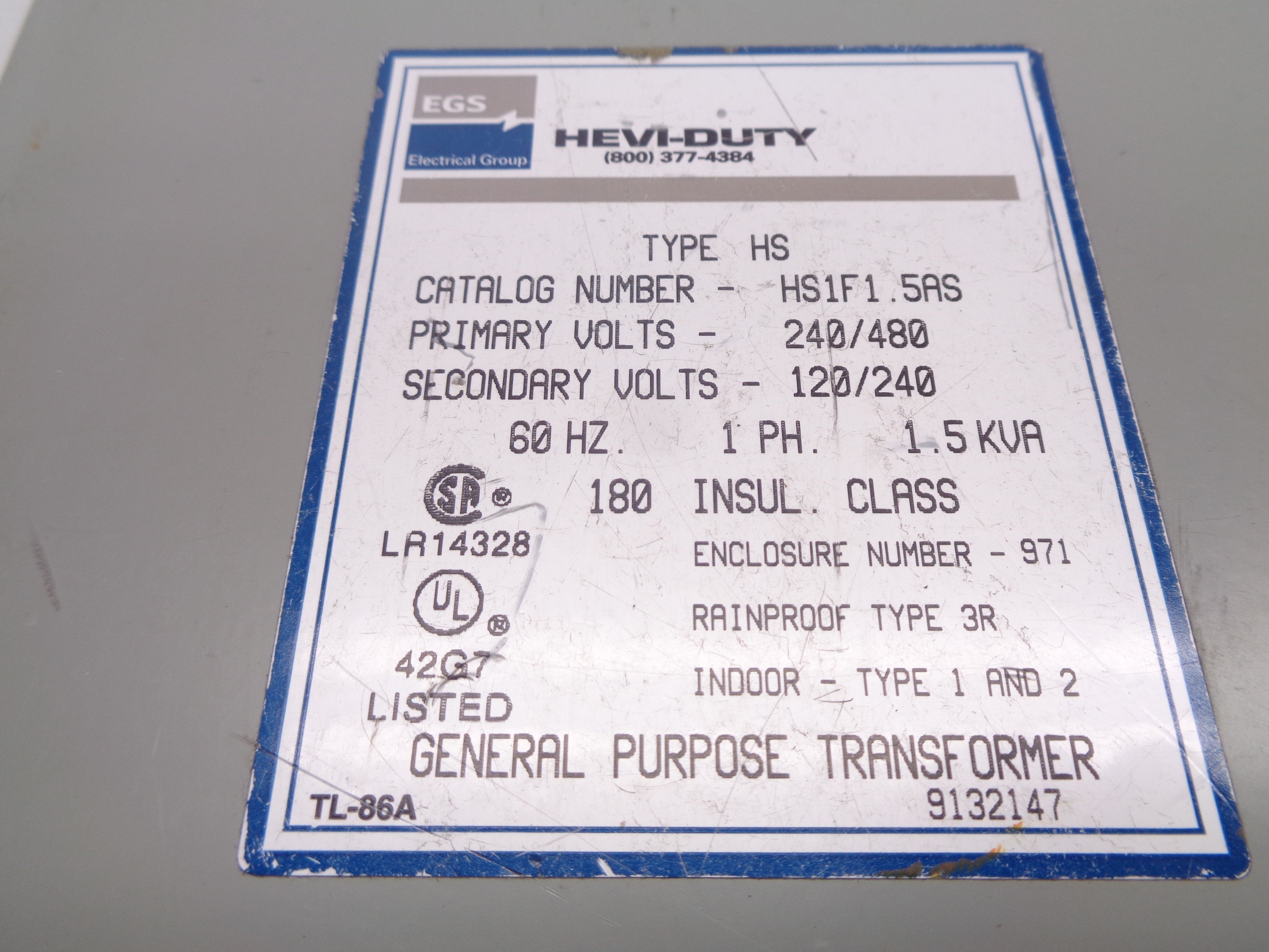 EGS HS1F1.5AS 480V (AS PICTURED) NSNP