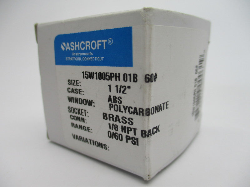ASHCROFT 15W1005PH01B60# 0-60PSI 1-1/2" NSMP