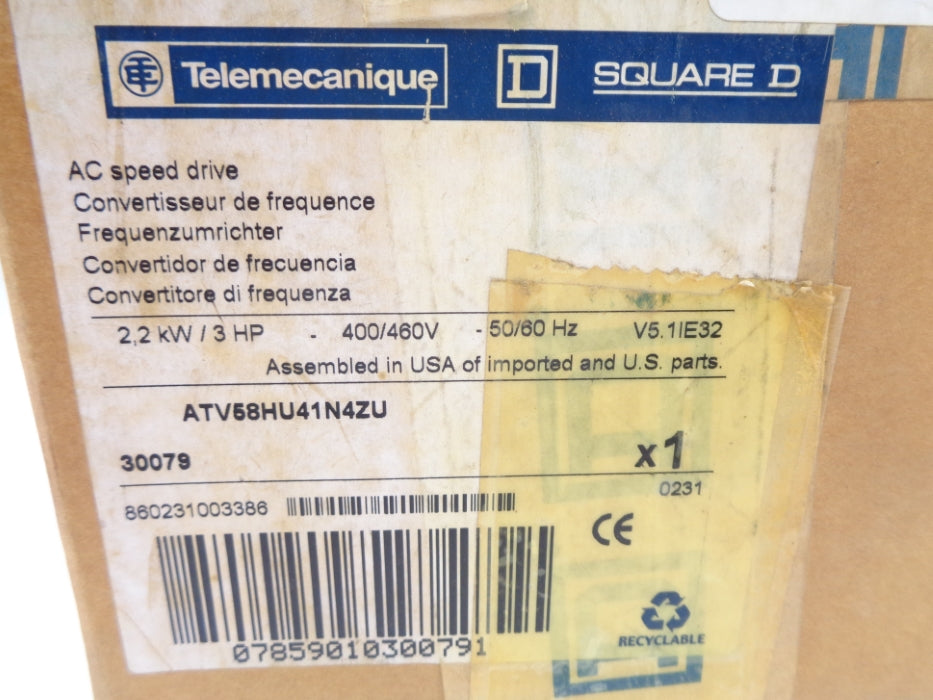 TELEMECANIQUE ATV58HU41N4Z 380/500VAC 7.8/6A NSMP