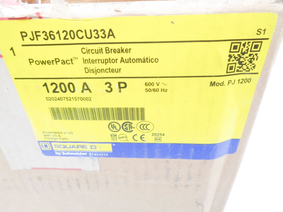 SQUARE D PJF36120CU33A SER. 1 600V 1200A NSMP