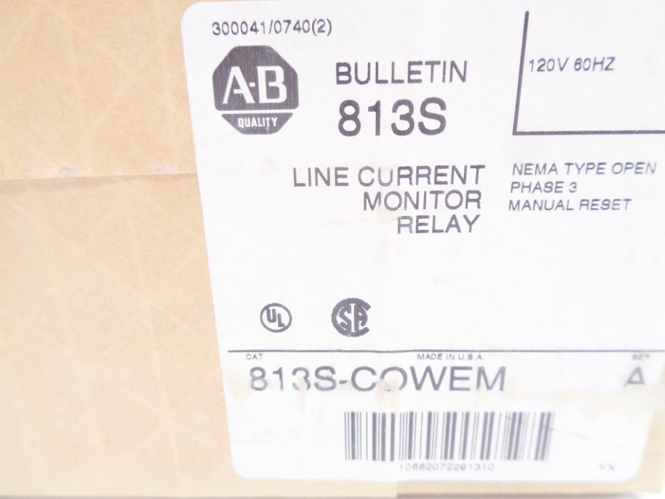 ALLEN BRADLEY 813S-COWEM SER. A 120V 10A (BR/WH) NSMP
