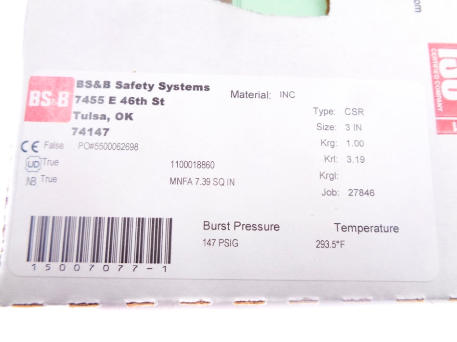 BS&B 1100018860 147PSI NSMP