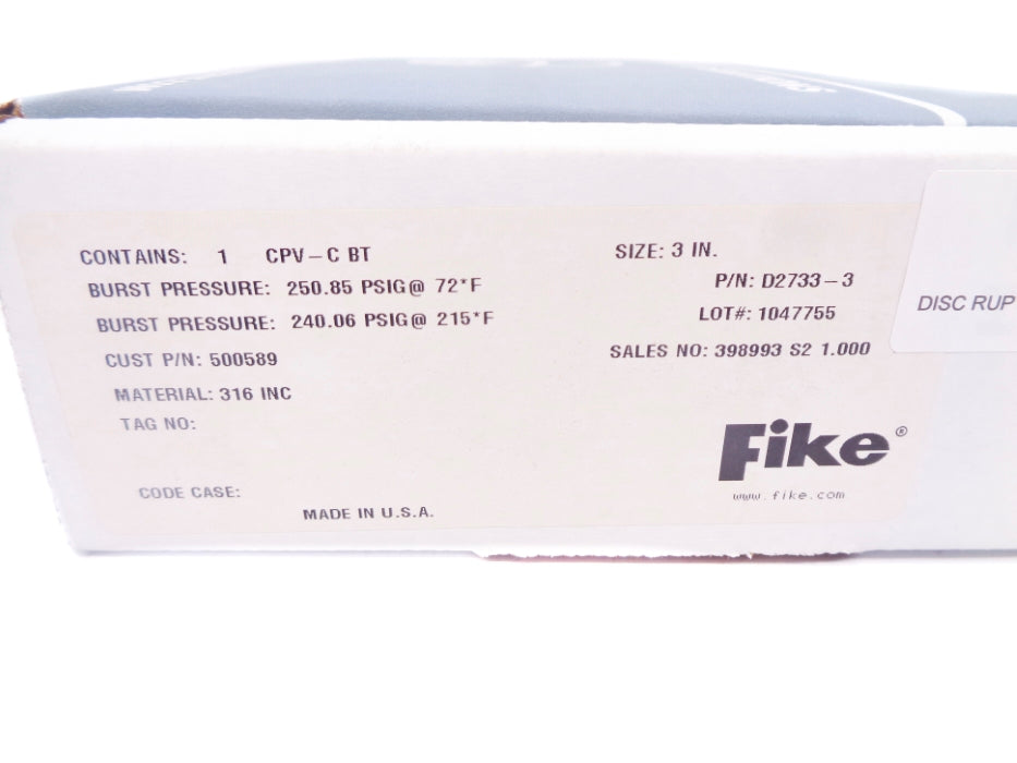 FIKE CPV-CBT 250.85PSI 3" NSMP