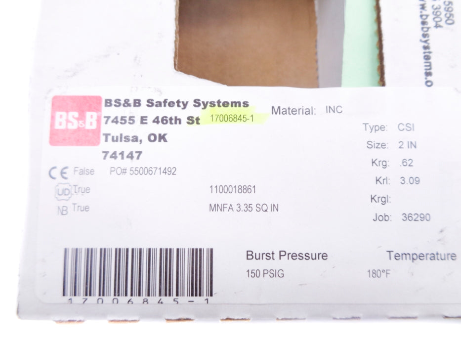 BS&B CSI 150PSI 2" NSMP