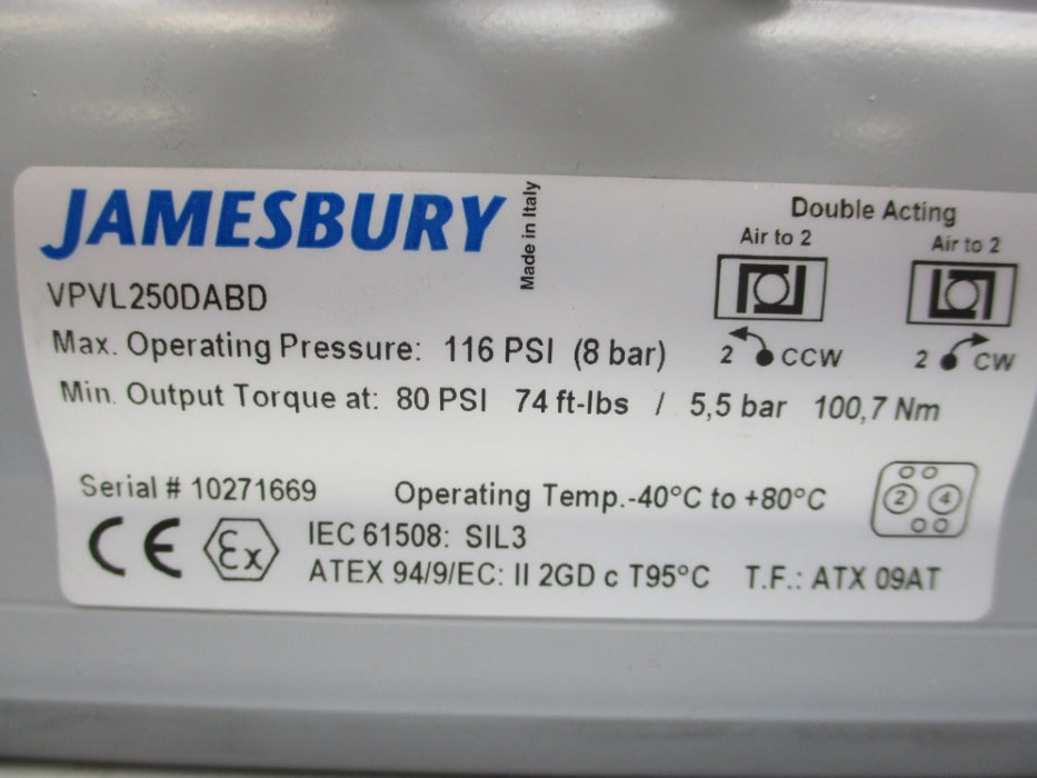 JAMESBURY VPVL250DABD 80-116PSI NSNP