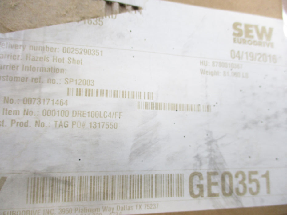 SEW-EURODRIVE DRE100LC4/FF 87.7317146401.0001.1680 NSMP