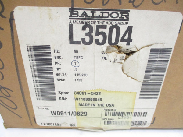 BALDOR L3504 34C61-5422 115/230V 7.4/3.7A NSMP