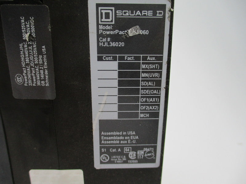 SQUARE D HJL36020 UNMP