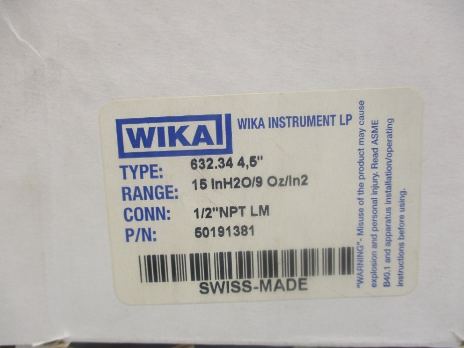 WIKA 632.344.5 50191381 0-15H2O NSMP