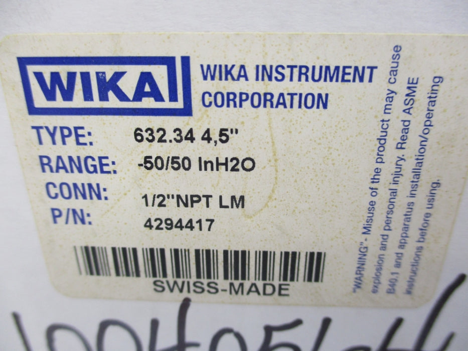 WIKA 4294417 632.344.5 -50-0-50H20 NSMP