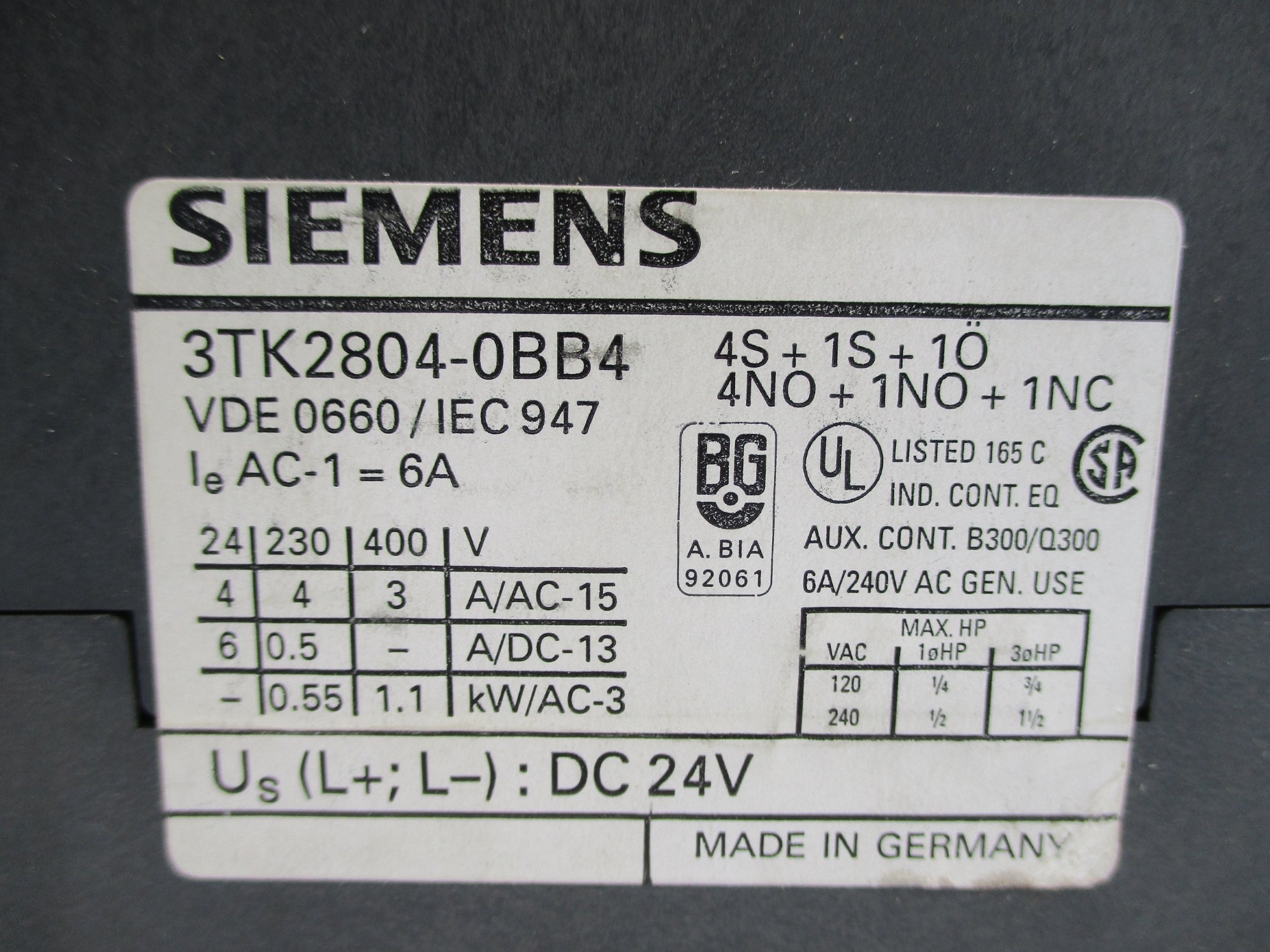 SIEMENS 3TK2804-0BB4 6A 24VDC UNMP