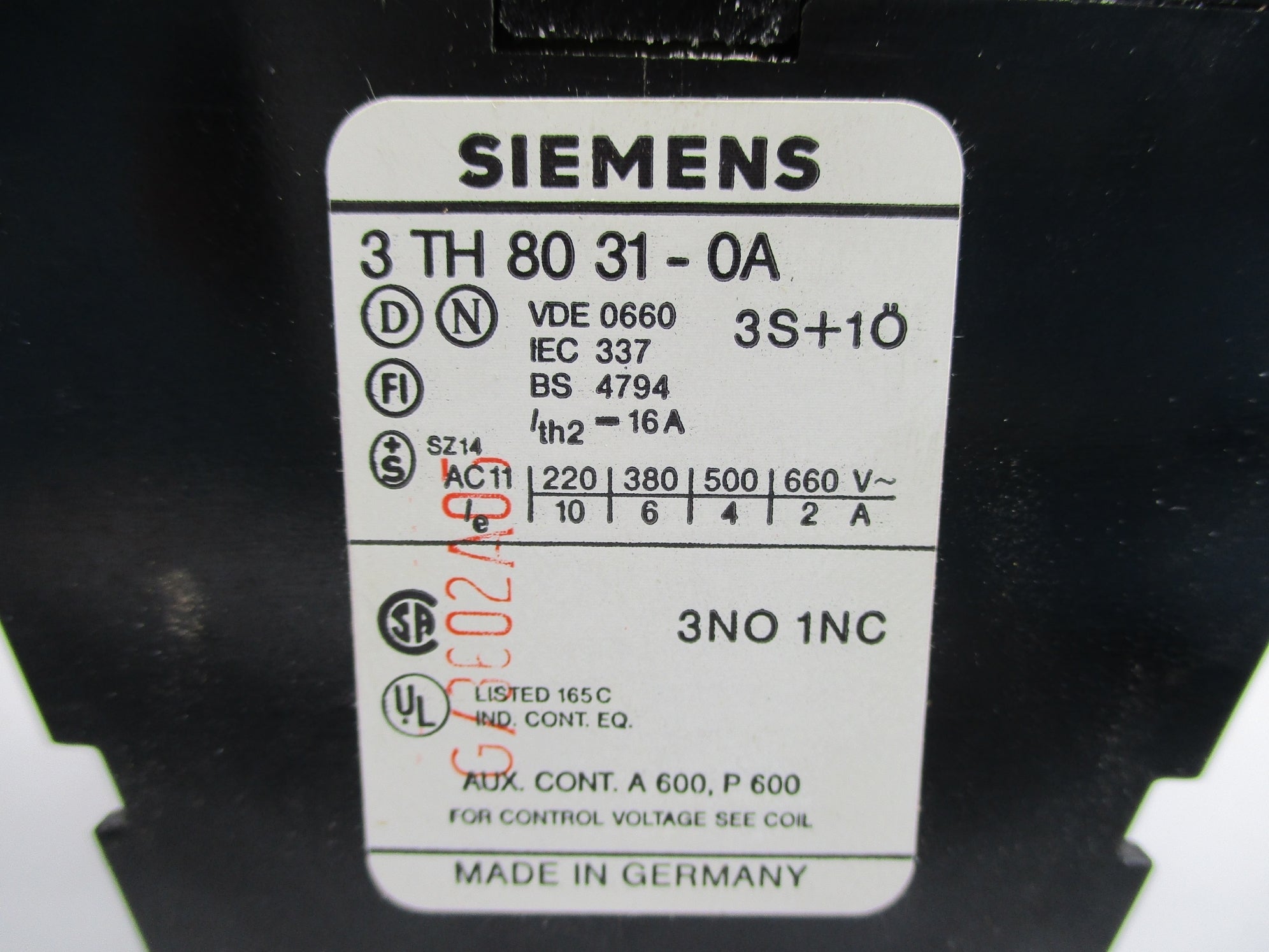 SIEMENS 3TH8031-0A 115V 16A UNMP