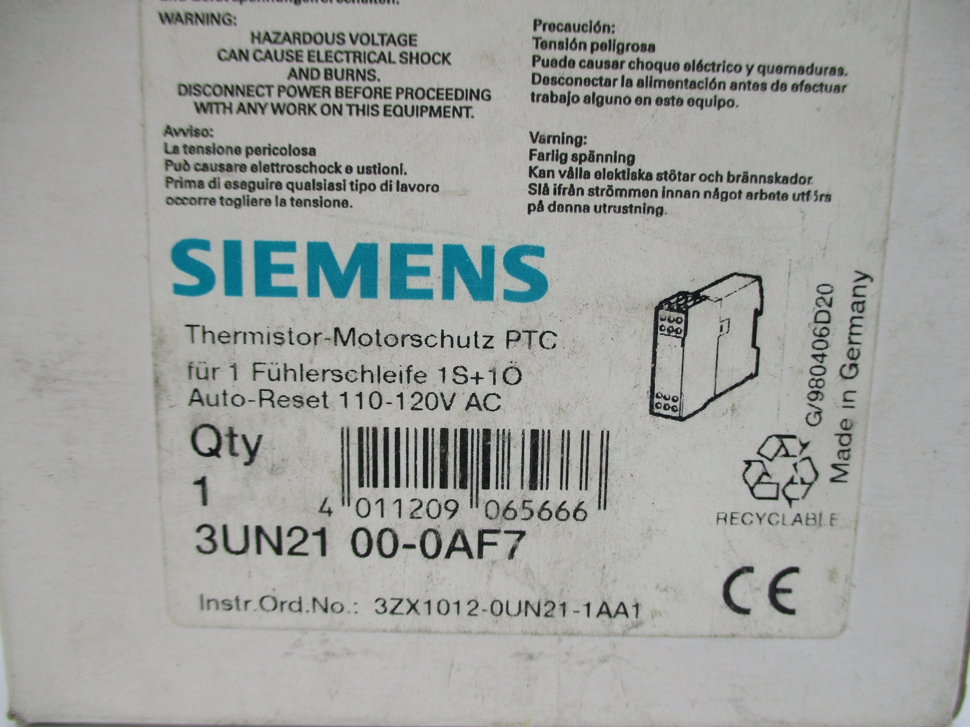 SIEMENS 3UN2100-0AF7 110/120VAC NSMP