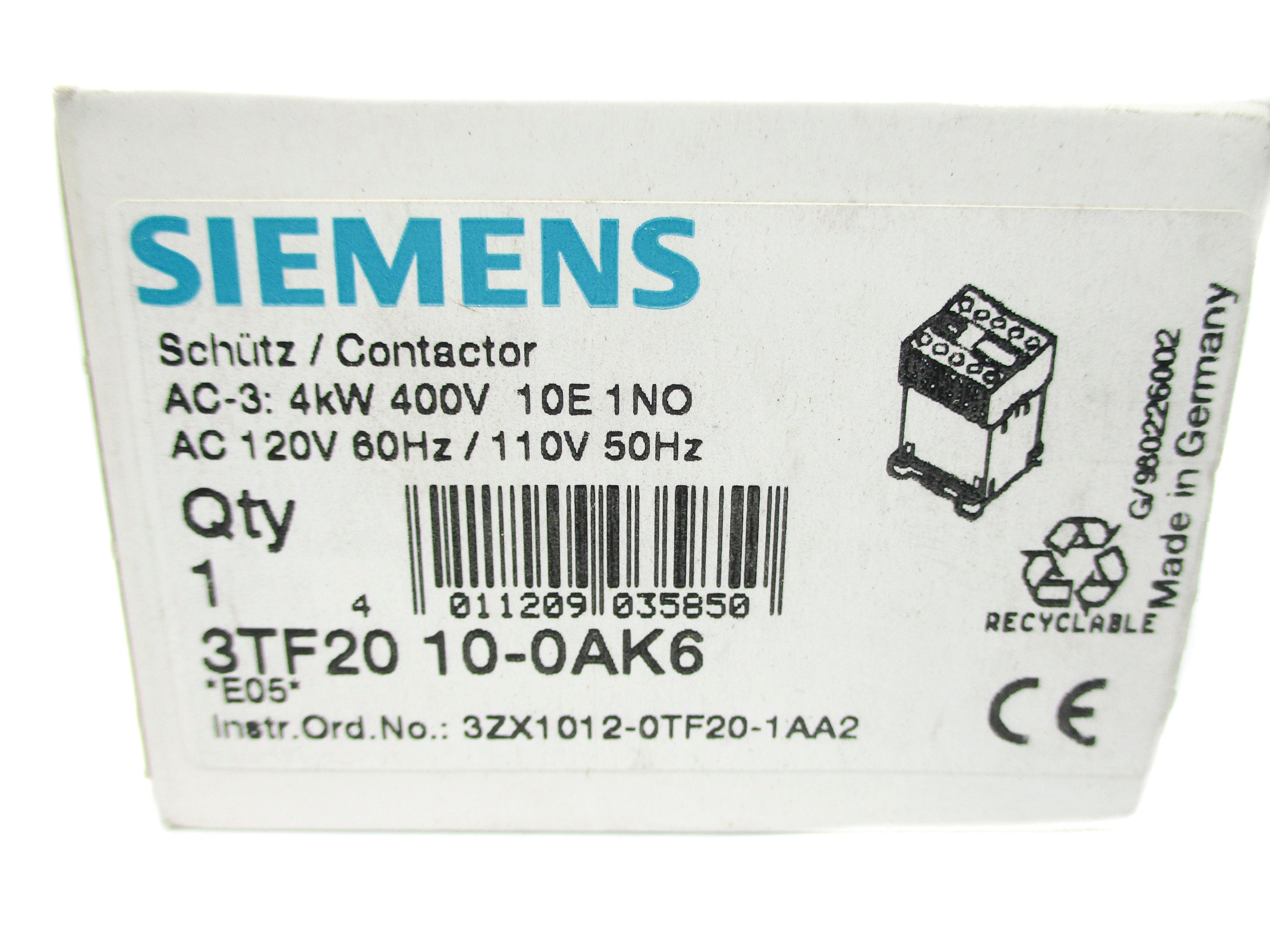 SIEMENS 3TF2010-0AK6 110/120V NSMP